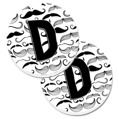 Carolines Treasures Letter D Moustache Initial Set of 2 Cup Holder Car Coaster CJ2009-DCARC